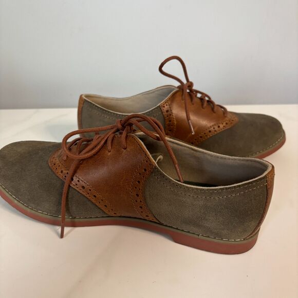 Eastland Sadie Saddle Shoes Retro 50s Style Rockabilly Lace Brown Olive Size 8 - Picture 6 of 9